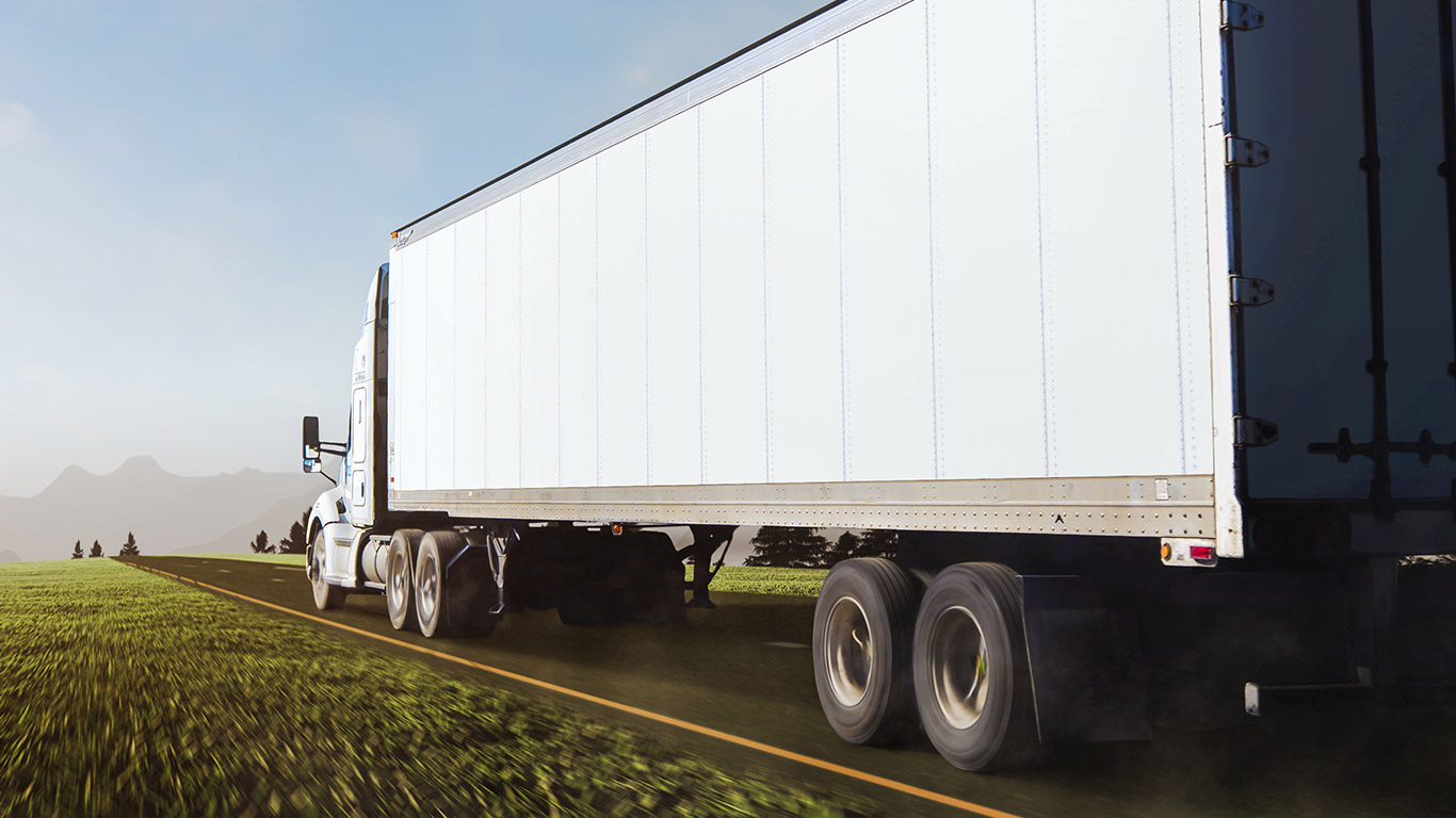 White Truck Driving